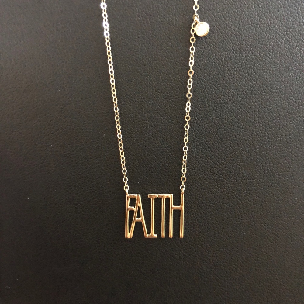 14kt solid gold Rae Dunn “Faith“ necklace.